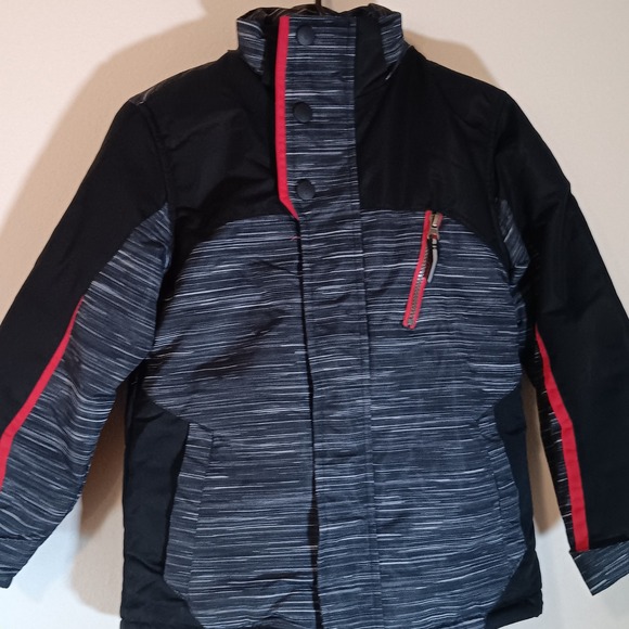 AQ‎ Boys 7/8 Winter Ski Snow Jacket Coat Black Gray Red Puffer Active - Picture 2 of 10